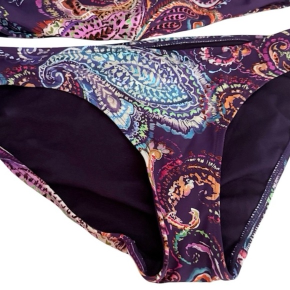 Ralph Lauren Captiva Paisley Two Piece Bandeau Tankini Swimsuit Purple Size 4 - Picture 8 of 12